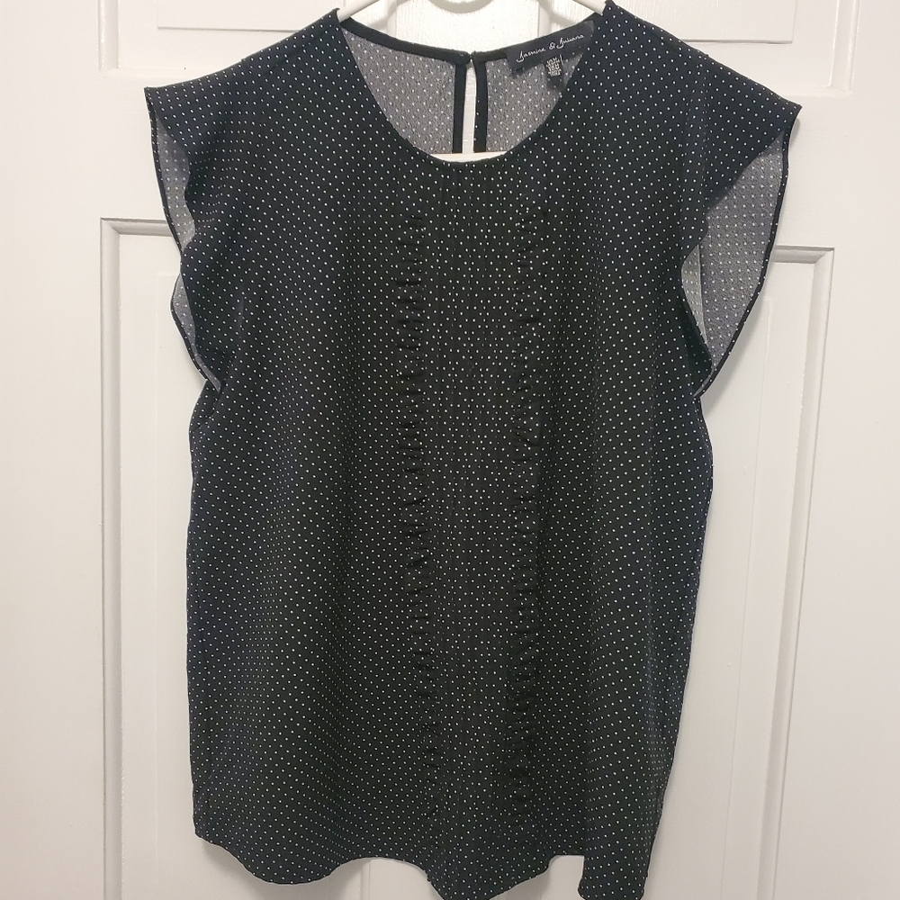 Jasmine & Juliana Black & White Polka Dot Blouse Size Medium